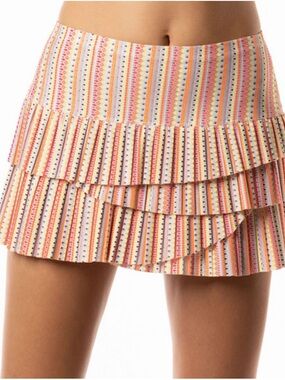Lucky In Love Neon Vibes Lit Pleated Scallop Skirt Coral Crush CB203-662647 L